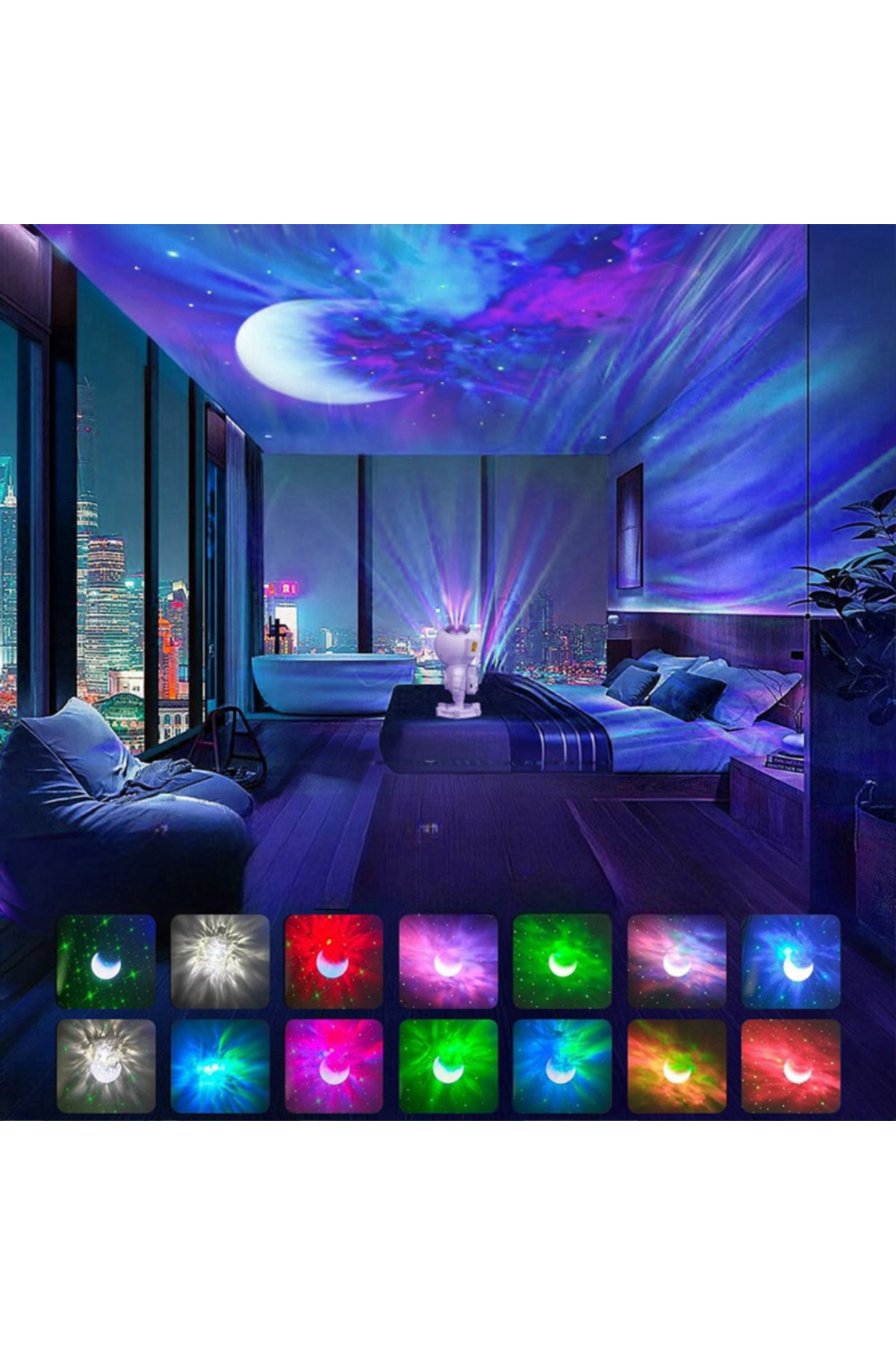 Astronot Galaxy Projeksiyon Gece Lambası